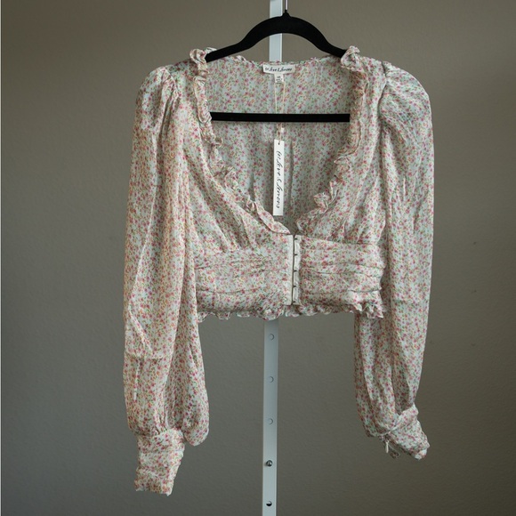 NWT For Love And Lemons Natalie Crop Top in Ivory | XS - Picture 2 of 5